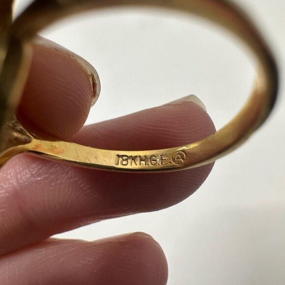 Vintage 18k HGE Natural Form Stone Accents Ring - Picture 7 of 9